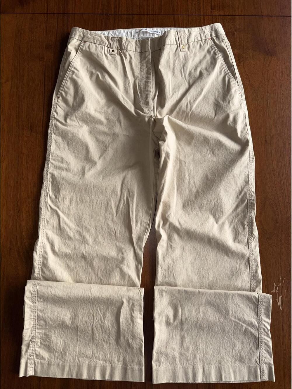 Tommy Hilfiger Women's Wide Leg Tan Stretch Pants - Size 12
